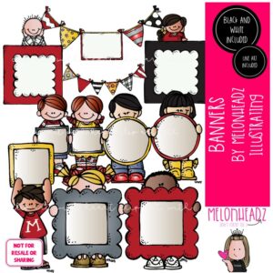 Banners clip art, blank frame, kid COMBO PACK