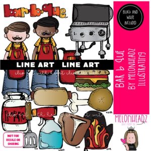 Bar B Que clip art, BBQ, steak, Dad LINE ART and BLACK AND WHITE