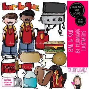 Bar B Que clip art, BBQ, steak, Dad COLORED Version