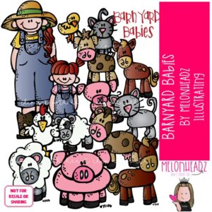 Barnyard Babies clip art, farm, animals COLORED Version