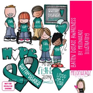 Batten Disease clip art, Awareness, ribbon COLORED Version