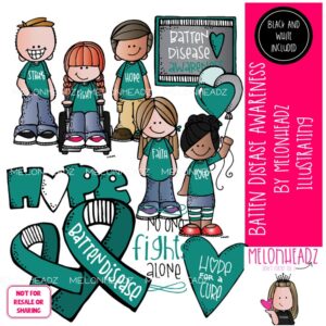 Batten Disease clip art, Awareness, ribbon COMBO PACK