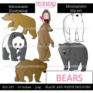 Bears clip art, Minimal Style Mini