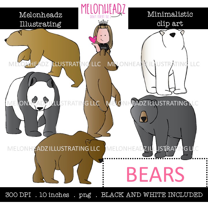 Bears clip art, Minimal Style Mini