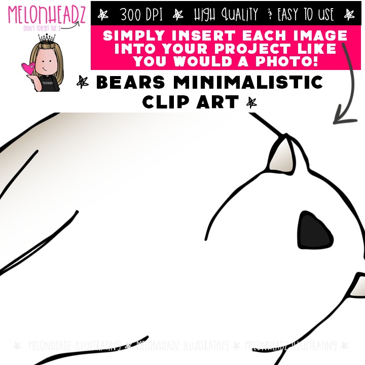 Bears clip art, Minimal Style Mini - Image 3