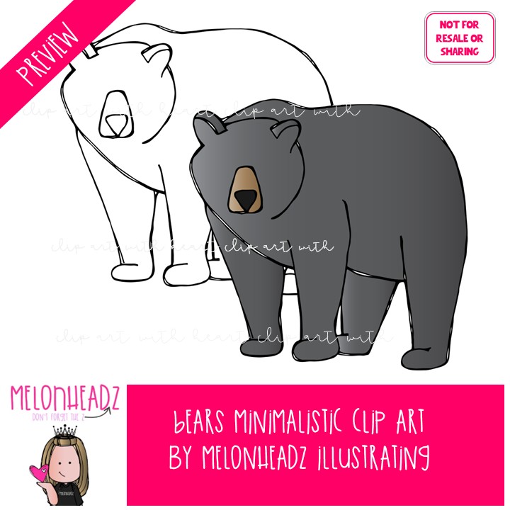 Bears clip art, Minimal Style Mini - Image 2