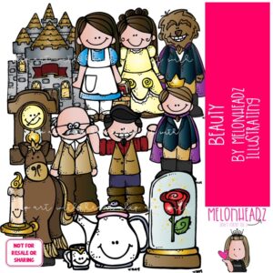 Beauty clip art, book companion, princess COLORED Version