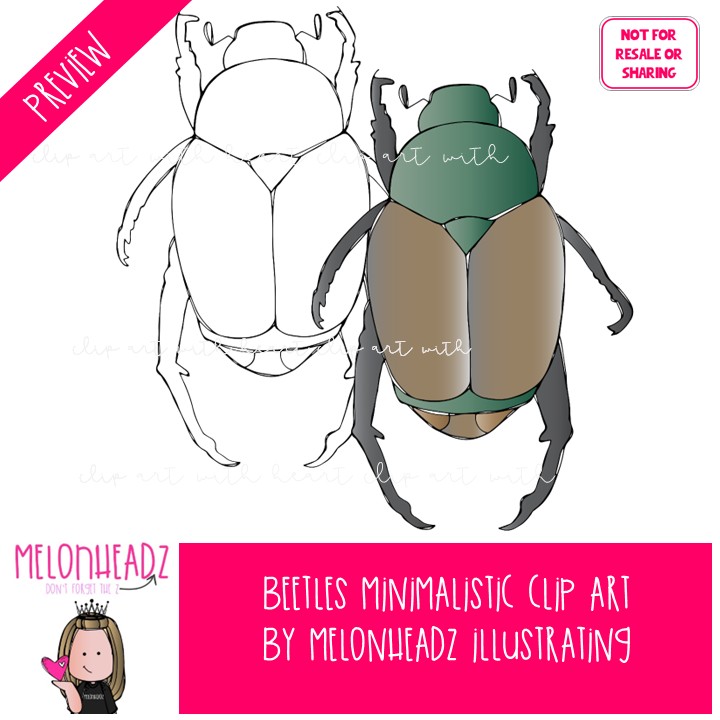 Beetles clip art, Minimal Style Mini - Image 2