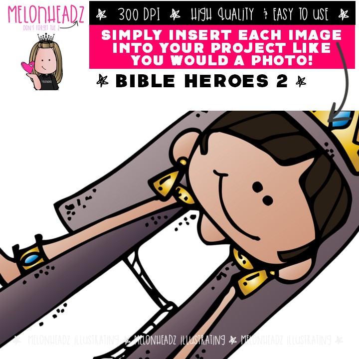 Bible Heroes clip art Part 2, Bible Story COLORED Version - Image 3