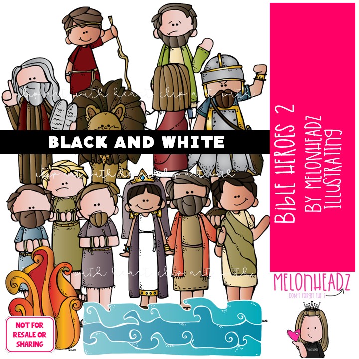 Bible Heroes clip art Part 2, Bible Story BLACK AND WHITE