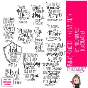 Bible Quotes clip art 1, word art, scripture LINE ART