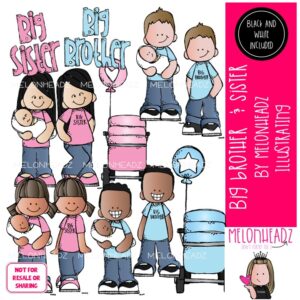 Big Brother & Sister clip art, baby, family COMBO PACK