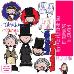 Big Ears clip art, Presidents Day COLORED Version