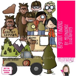 Bigfoot Finders clip art, Monster, Myth COLORED Version