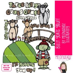 Billy Goats Gruff clip art Ogre clip art Literature clip art COLORED Version
