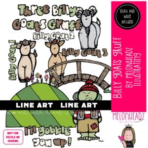 Billy Goats Gruff clip art Ogre clip art Literature clip art LINE ART and BLACK AND WHITE