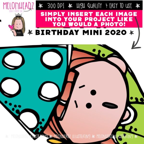 Birthday clip art 2020, party Mini - Melonheadz