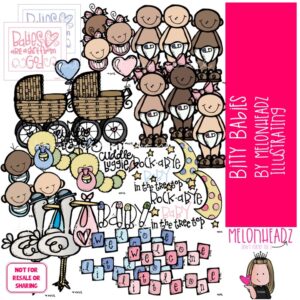 Bitty Baby clip art, Family clip art, Infant clip art COLORED Version