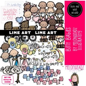 Bitty Baby clip art, Family clip art, Infant clip art LINE ART and BLACK AND WHITE