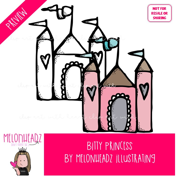 Bitty Princess clip art, castle, prince COMBO PACK - Image 2