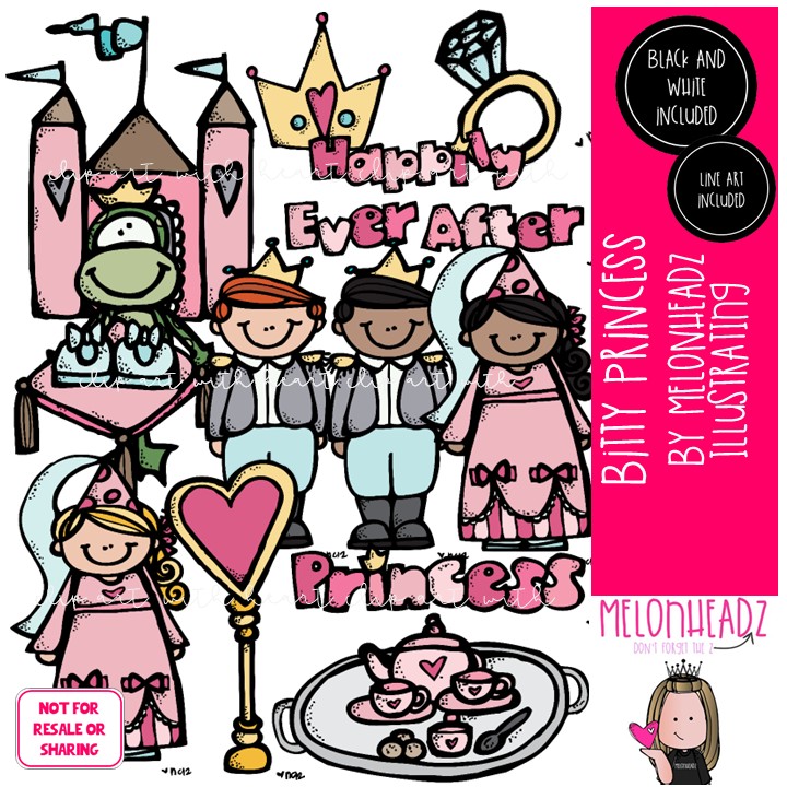 Bitty Princess clip art, castle, prince COMBO PACK