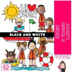 Boating clip art, sport, hobby BLACK AND WHITE