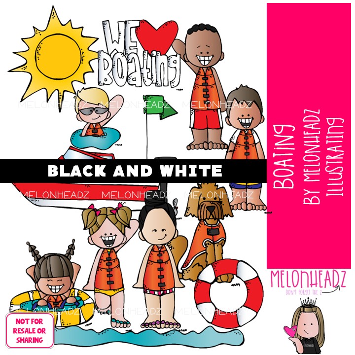 Boating clip art, sport, hobby BLACK AND WHITE