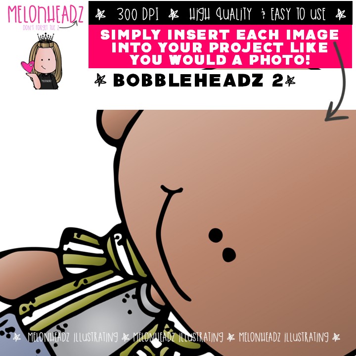 Bobbleheadz 2 clip art, kid COMBO PACK - Image 3