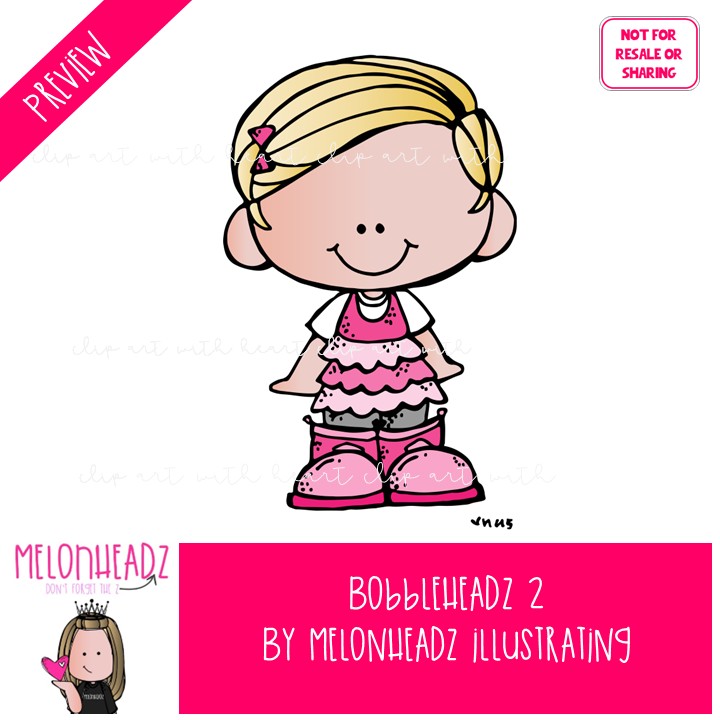 Bobbleheadz 2 clip art, kid COLORED Version - Image 2