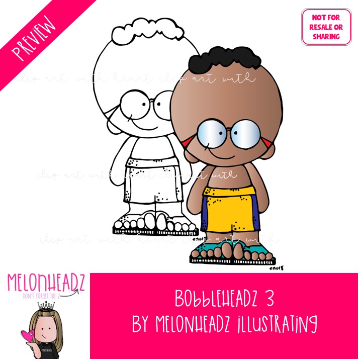 Bobbleheadz 3 clip art, kid Mini - Image 2