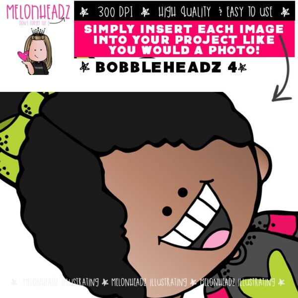 Bobbleheadz 4 clip art, kids COMBO PACK - Melonheadz