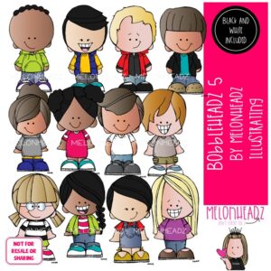 Bobbleheadz 5 clip art, kid COMBO PACK