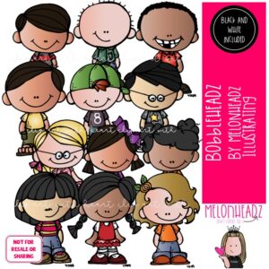 Bobbleheadz clip art, kids COMBO PACK