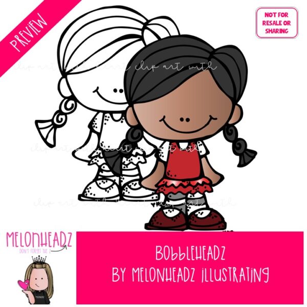 Bobbleheadz clip art, kids COMBO PACK - Melonheadz