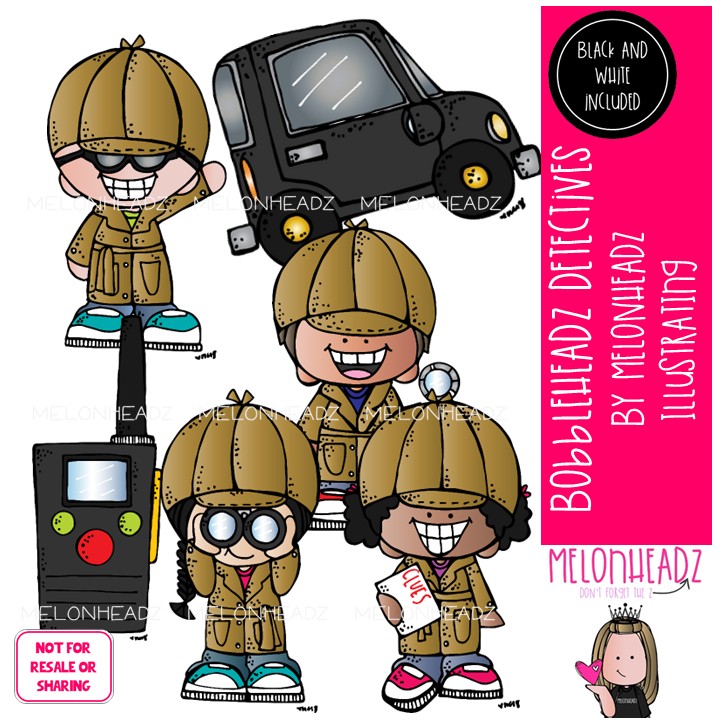Bobbleheadz clip art, Detectives Mini