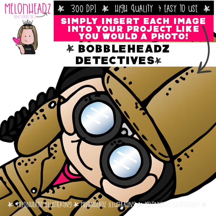 Bobbleheadz clip art, Detectives Mini - Image 3