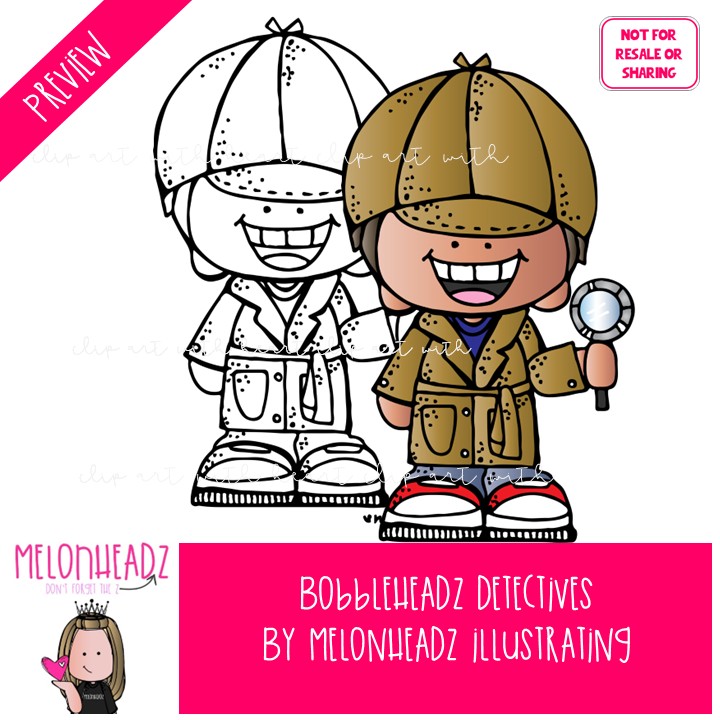 Bobbleheadz clip art, Detectives Mini - Image 2