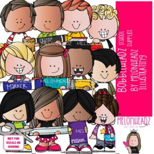 Bobbleheadz clip art School Supplies clip art COLORED Version
