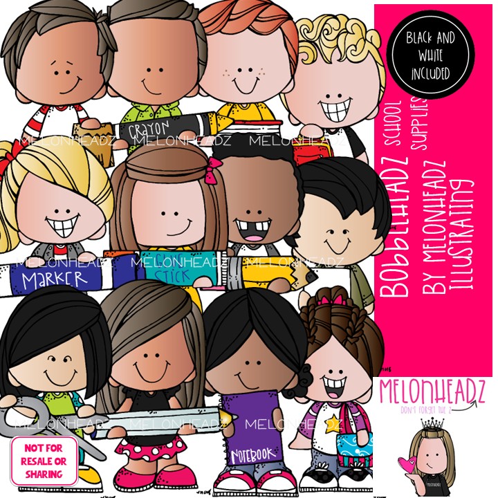 Bobbleheadz clip art School Supplies clip art COMBO PACK