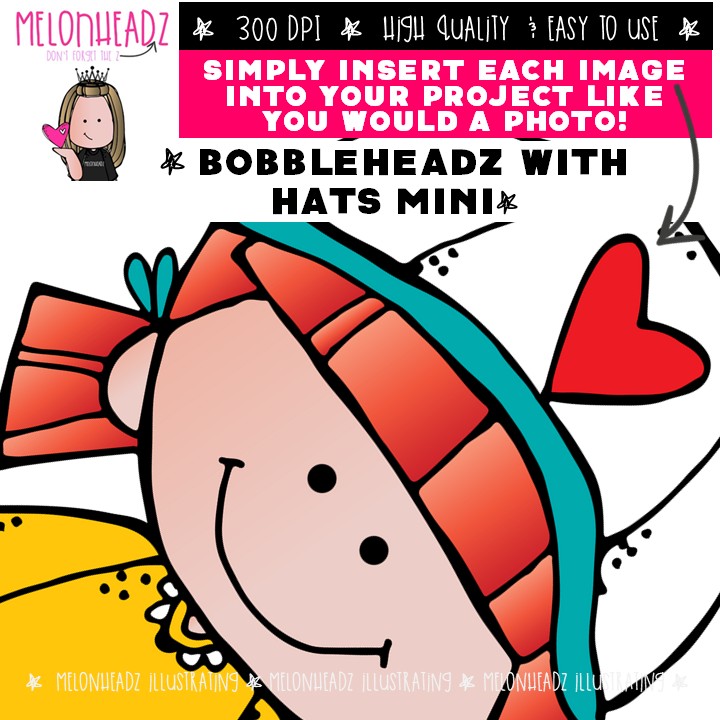 Bobbleheadz clip art, hats Mini - Image 3