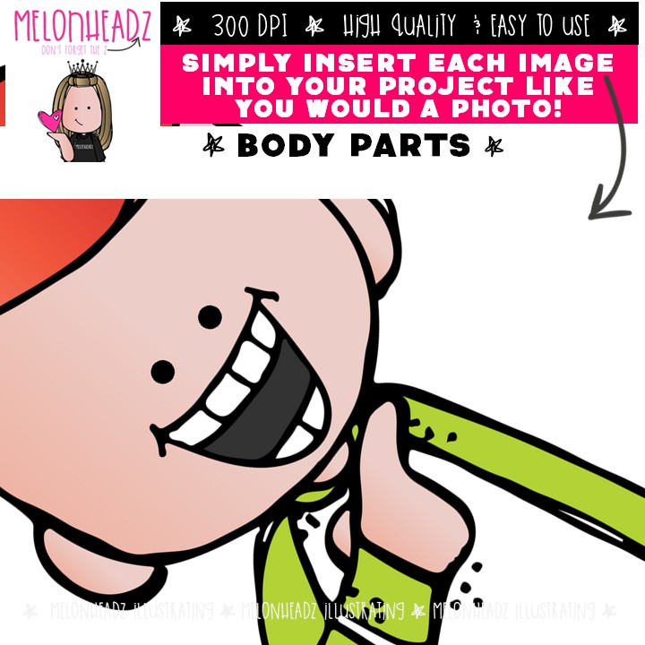 Body Parts clip art, kidlettes COLORED Version - Image 3