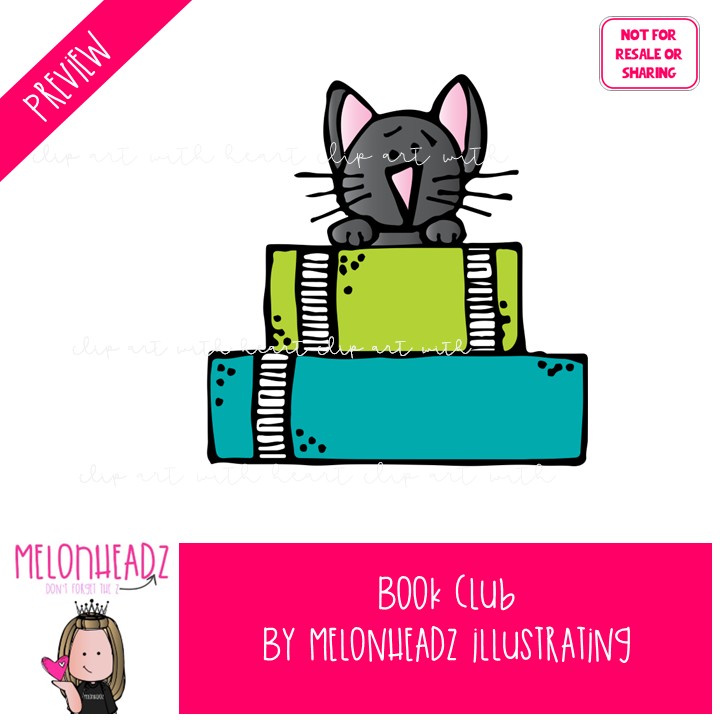Book Club clip art, reading, library COLORED Version - Image 3