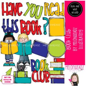 Book Club clip art, reading, library COMBO PACK