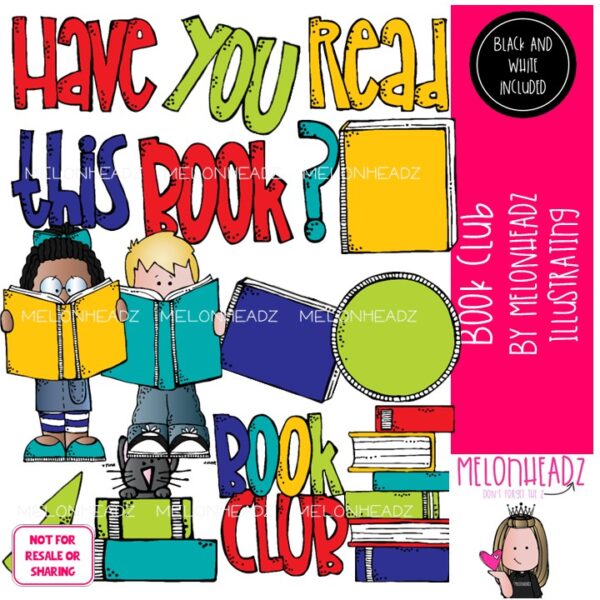 Book Club clip art, reading, library COMBO PACK - Melonheadz