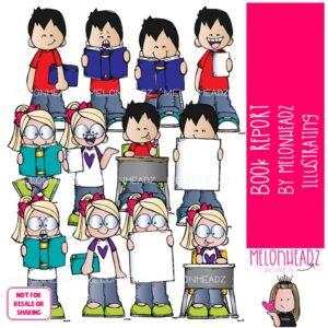 Book Report clip art, reading, sequence COLORED Version