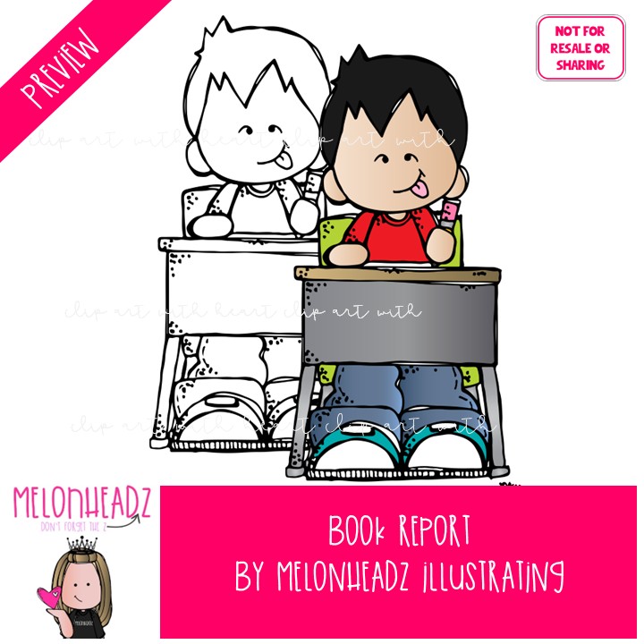 Book Report clip art, reading, sequence COMBO PACK - Image 2