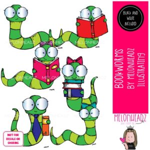 Bookworms clip art, reading Mini