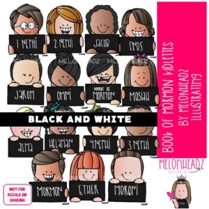 Book of Mormon clip art, labels, Kidlettes BLACK AND WHITE