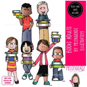 Books clip art, Adults, teacher, library Mini
