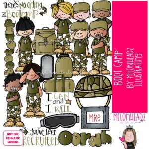 Boot Camp clip art, military, patriotic COLORED Version